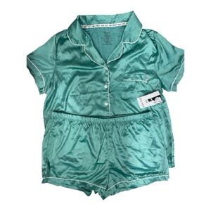 Nine West Satin Short XL NWT Aqua Blue Pajamas Loungewear